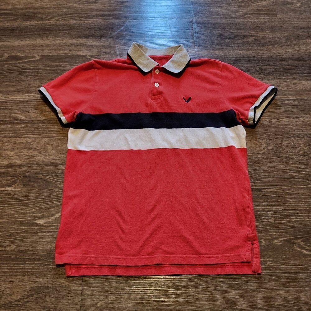 American Eagle Outfitters AEO Classic Fit Pique Polo Button Up Shirt Mens Medium